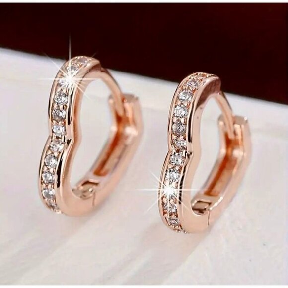 Independent Jewelry - Rose Gold Heart Hoop Earrings.